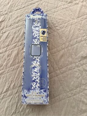 Blue Floral 2-in-1 Apple Watch Band & Bumper